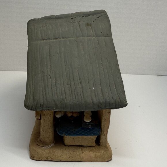 Vintage Handmade Clay Pottery Terra Cotta Folk Art Diorama Hut Kitchen Scene - Picture 3 of 10